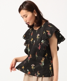 GLOBAL WORK | 【高品質素材使用】フレンチリネンソデフリル半袖/709744(シャツ/ブラウス)