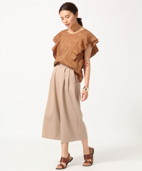 GLOBAL WORK(グローバルワーク)の「【高品質素材使用】フレンチリネンソデフリル半袖/709744(シャツ/ブラウス・レディース・ブルー/ライトブルー/その他/ホワイト/その他2/オレンジ/ネイビー/ブラック/ブラウン・MEDIUM/LARGE)」の12枚目の写真