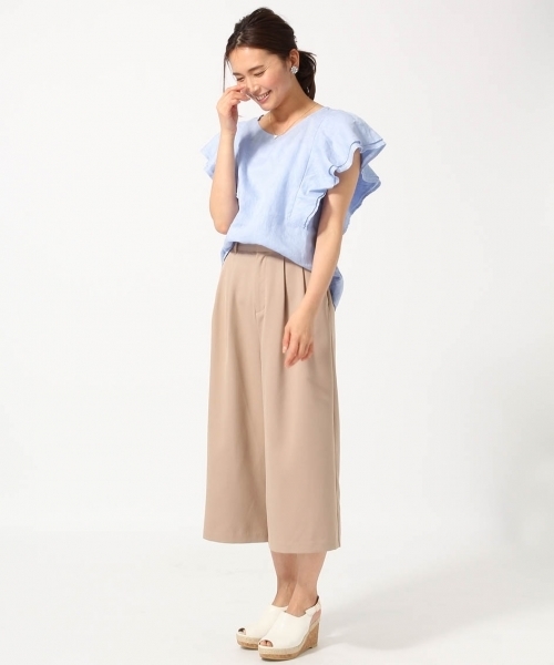 GLOBAL WORK(グローバルワーク)の「【高品質素材使用】フレンチリネンソデフリル半袖/709744(シャツ/ブラウス・レディース・ブルー/ライトブルー/その他/ホワイト/その他2/オレンジ/ネイビー/ブラック/ブラウン・MEDIUM/LARGE)」の13枚目の写真