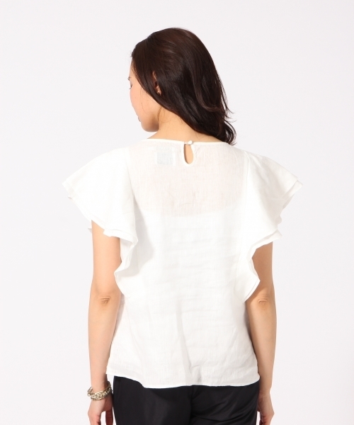 GLOBAL WORK(グローバルワーク)の「【高品質素材使用】フレンチリネンソデフリル半袖/709744(シャツ/ブラウス・レディース・ブルー/ライトブルー/その他/ホワイト/その他2/オレンジ/ネイビー/ブラック/ブラウン・MEDIUM/LARGE)」の16枚目の写真