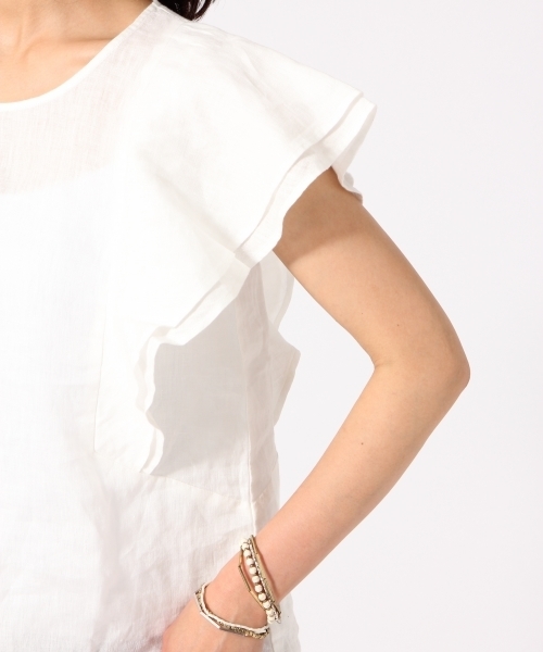 GLOBAL WORK(グローバルワーク)の「【高品質素材使用】フレンチリネンソデフリル半袖/709744(シャツ/ブラウス・レディース・ブルー/ライトブルー/その他/ホワイト/その他2/オレンジ/ネイビー/ブラック/ブラウン・MEDIUM/LARGE)」の17枚目の写真