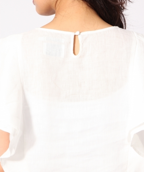 GLOBAL WORK(グローバルワーク)の「【高品質素材使用】フレンチリネンソデフリル半袖/709744(シャツ/ブラウス・レディース・ブルー/ライトブルー/その他/ホワイト/その他2/オレンジ/ネイビー/ブラック/ブラウン・MEDIUM/LARGE)」の11枚目の写真