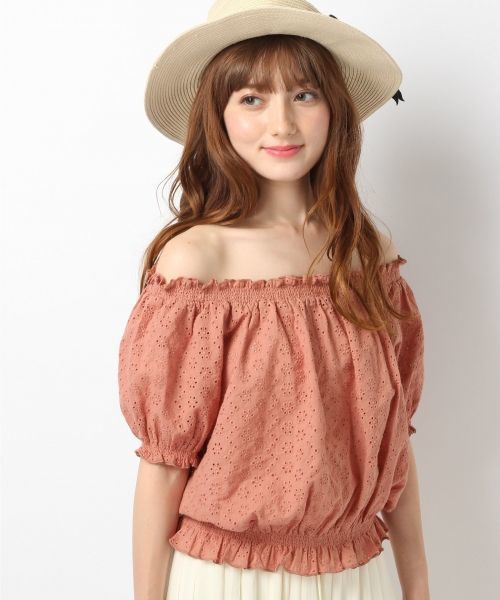 Heather(ヘザー)の「パンチングレースブラウス 727573(シャツ/ブラウス・レディース・ブラック/ホワイト/ピンク系その他・FREE)」の1枚目の写真