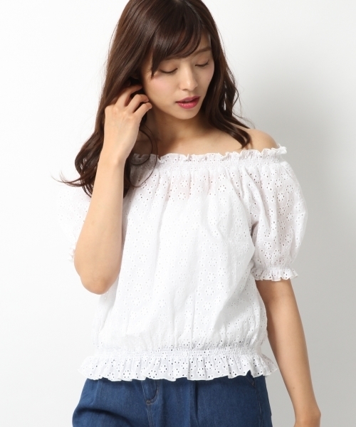 Heather(ヘザー)の「パンチングレースブラウス 727573(シャツ/ブラウス・レディース・ブラック/ホワイト/ピンク系その他・FREE)」の2枚目の写真
