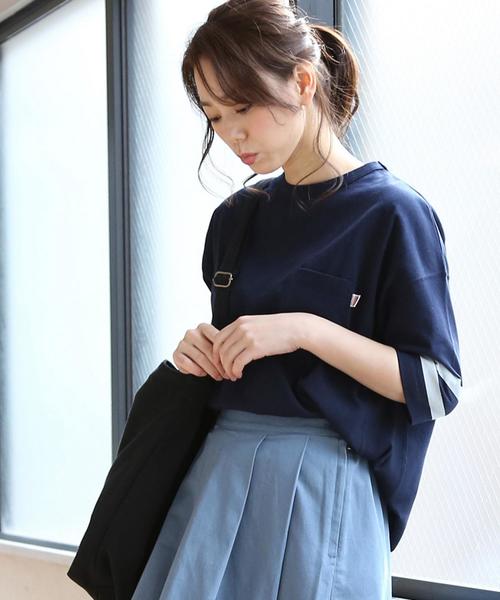 coen（コーエン）の「【大人気・新色追加】USAコットン袖ラインカットソー（Tシャツ/カットソー・レディース・ホワイト/ダークグリーン/ブラック/ワイン/ネイビー・MEDIUM/LARGE）」の4枚目の写真