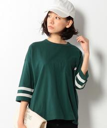 coen | USAコットン袖ラインカットソー(Tシャツ/カットソー)