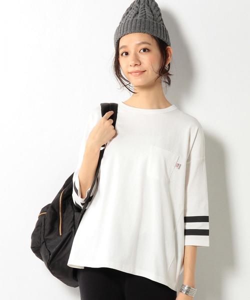 coen（コーエン）の「【大人気・新色追加】USAコットン袖ラインカットソー（Tシャツ/カットソー・レディース・ホワイト/ダークグリーン/ブラック/ワイン/ネイビー・MEDIUM/LARGE）」の18枚目の写真