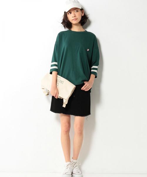 coen（コーエン）の「【大人気・新色追加】USAコットン袖ラインカットソー（Tシャツ/カットソー・レディース・ホワイト/ダークグリーン/ブラック/ワイン/ネイビー・MEDIUM/LARGE）」の9枚目の写真