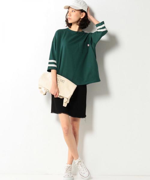 coen（コーエン）の「【大人気・新色追加】USAコットン袖ラインカットソー（Tシャツ/カットソー・レディース・ホワイト/ダークグリーン/ブラック/ワイン/ネイビー・MEDIUM/LARGE）」の10枚目の写真