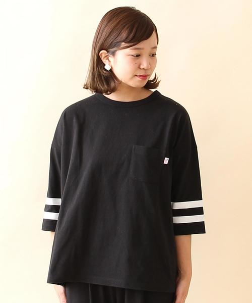 coen（コーエン）の「【大人気・新色追加】USAコットン袖ラインカットソー（Tシャツ/カットソー・レディース・ホワイト/ダークグリーン/ブラック/ワイン/ネイビー・MEDIUM/LARGE）」の11枚目の写真