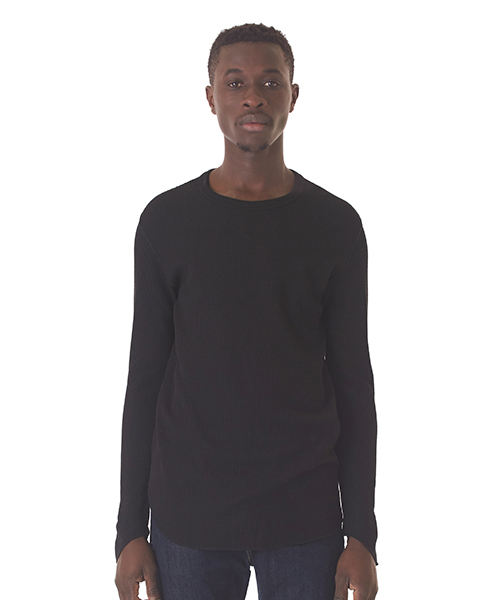 DAILY STANDARD by SANDINISTA(デイリースタンダードバイサンディニスタ)の「Thermal Inner L-S Tee - Made by J.E. Morgan / サーマルインナーロングスリーブ(Tシャツ/カットソー・メンズ・ヘザーグレー/ネイビー/ブラック/ホワイト・MEDIUM/SMALL/X-LARGE/LARGE)」の3枚目の写真