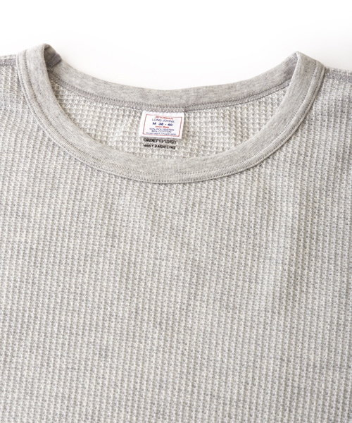 DAILY STANDARD by SANDINISTA(デイリースタンダードバイサンディニスタ)の「Thermal Inner L-S Tee - Made by J.E. Morgan / サーマルインナーロングスリーブ(Tシャツ/カットソー・メンズ・ヘザーグレー/ネイビー/ブラック/ホワイト・MEDIUM/SMALL/X-LARGE/LARGE)」の17枚目の写真