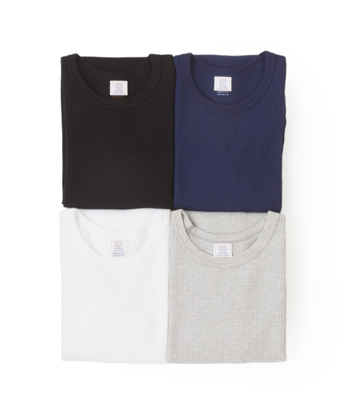 DAILY STANDARD by SANDINISTA(デイリースタンダードバイサンディニスタ)の「Thermal Inner L-S Tee - Made by J.E. Morgan / サーマルインナーロングスリーブ(Tシャツ/カットソー・メンズ・ヘザーグレー/ネイビー/ブラック/ホワイト・MEDIUM/SMALL/X-LARGE/LARGE)」の10枚目の写真