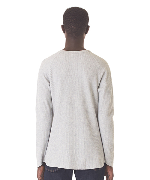 DAILY STANDARD by SANDINISTA(デイリースタンダードバイサンディニスタ)の「Thermal Inner L-S Tee - Made by J.E. Morgan / サーマルインナーロングスリーブ(Tシャツ/カットソー・メンズ・ヘザーグレー/ネイビー/ブラック/ホワイト・MEDIUM/SMALL/X-LARGE/LARGE)」の6枚目の写真