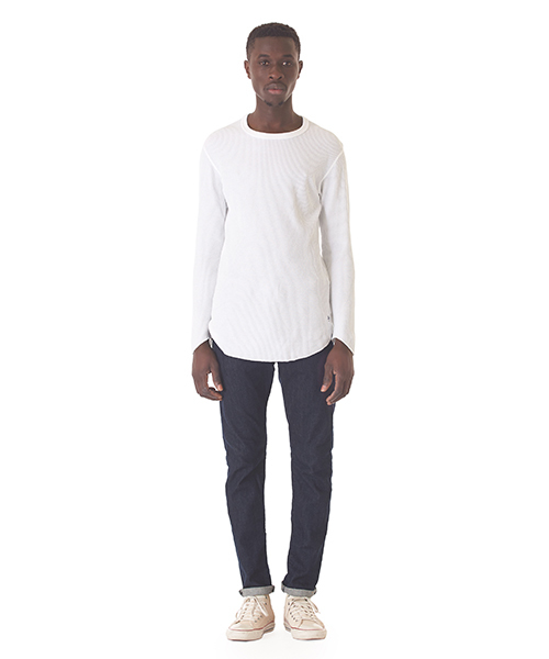 DAILY STANDARD by SANDINISTA(デイリースタンダードバイサンディニスタ)の「Thermal Inner L-S Tee - Made by J.E. Morgan / サーマルインナーロングスリーブ(Tシャツ/カットソー・メンズ・ヘザーグレー/ネイビー/ブラック/ホワイト・MEDIUM/SMALL/X-LARGE/LARGE)」の7枚目の写真