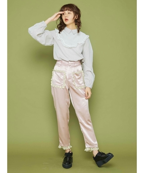 merry jenny（メリージェニー）の「いそざいフリルシャツ（シャツ/ブラウス・レディース・オフホワイト/ブラック/ライトブルー/ライトグレー・FREE）」の6枚目の写真