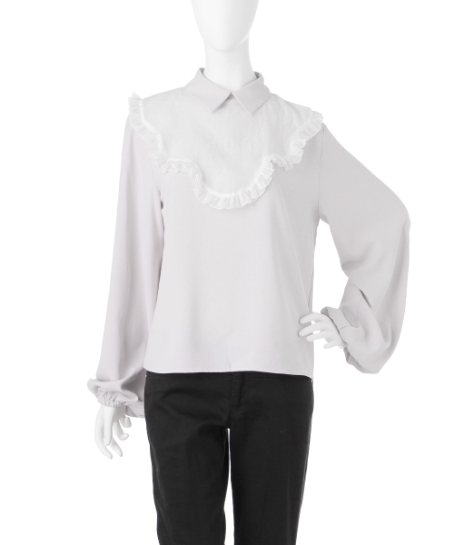 merry jenny（メリージェニー）の「いそざいフリルシャツ（シャツ/ブラウス・レディース・オフホワイト/ブラック/ライトブルー/ライトグレー・FREE）」の7枚目の写真