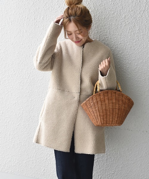 liflattie ships（リフラティ シップス）の「liflattie ships: フェイク ムートン リバーシブル コート オリーブ ◇（ムートンコート・レディース・オリーブ・SMALL/MEDIUM）」の15枚目の写真