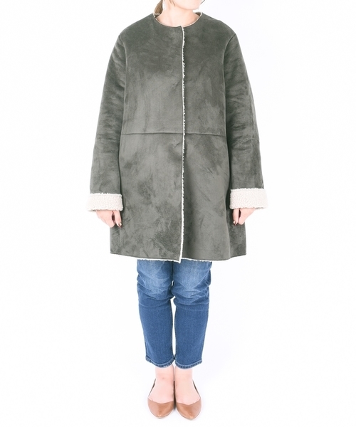 liflattie ships（リフラティ シップス）の「liflattie ships: フェイク ムートン リバーシブル コート オリーブ ◇（ムートンコート・レディース・オリーブ・SMALL/MEDIUM）」の10枚目の写真