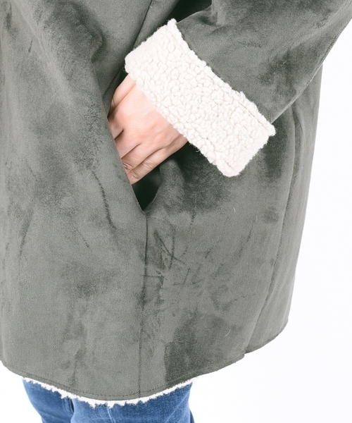 liflattie ships（リフラティ シップス）の「liflattie ships: フェイク ムートン リバーシブル コート オリーブ ◇（ムートンコート・レディース・オリーブ・SMALL/MEDIUM）」の14枚目の写真