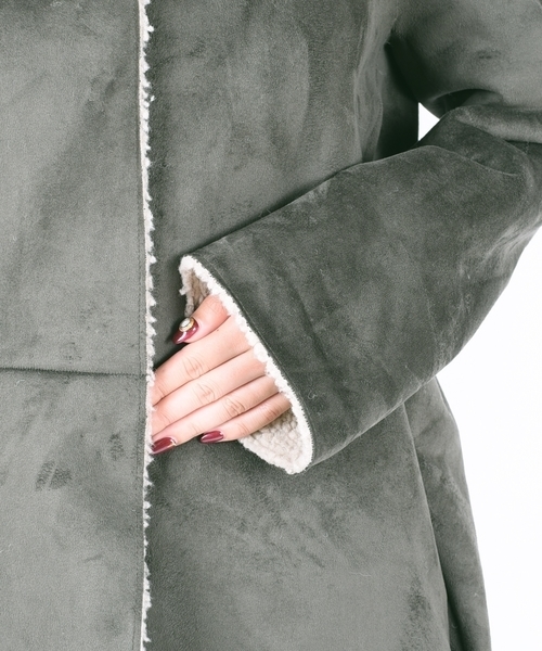 liflattie ships（リフラティ シップス）の「liflattie ships: フェイク ムートン リバーシブル コート オリーブ ◇（ムートンコート・レディース・オリーブ・SMALL/MEDIUM）」の5枚目の写真