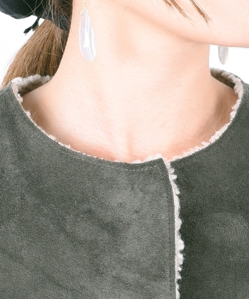 liflattie ships（リフラティ シップス）の「liflattie ships: フェイク ムートン リバーシブル コート オリーブ ◇（ムートンコート・レディース・オリーブ・SMALL/MEDIUM）」の2枚目の写真