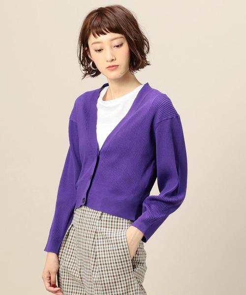 BEAUTY&YOUTH UNITED ARROWS（ビューティーアンドユースユナイテッドアローズ）の「BY リブショートワイドカーディガン ◆（カーディガン/ボレロ・レディース・ライトグレー/マスタード/パープル/ブラック・FREE）」の3枚目の写真