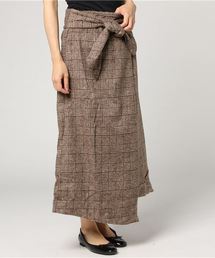 Pierrot | チェック柄ラップ風 ロングタイトスカート(スカート)