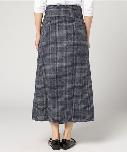 Pierrot（ピエロ）の「チェック柄ラップ風 ロングタイトスカート（スカート・レディース・ブラック/ネイビー/ブラウン・L/M）」の8枚目の写真