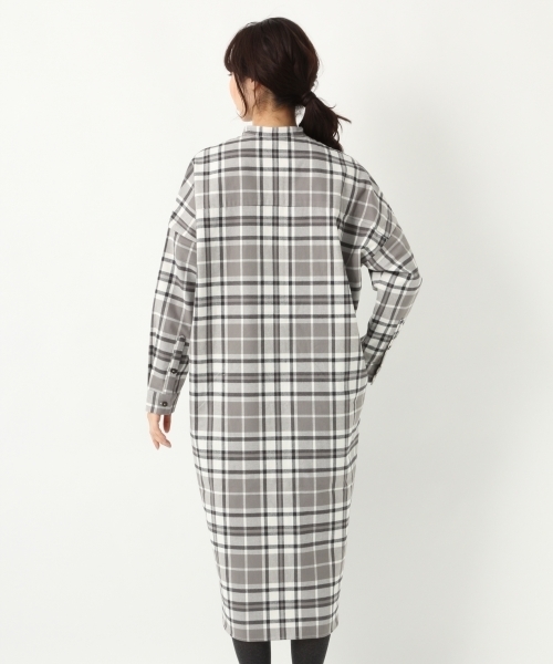 A part by（アパートバイ）の「Cマドラスチェックシャツワンピース 778598（ワンピース・レディース・グレー系その他/ブラウン系その他/ベージュ系その他・FREE）」の7枚目の写真