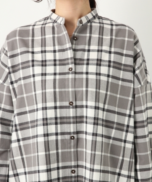 A part by（アパートバイ）の「Cマドラスチェックシャツワンピース 778598（ワンピース・レディース・グレー系その他/ブラウン系その他/ベージュ系その他・FREE）」の8枚目の写真