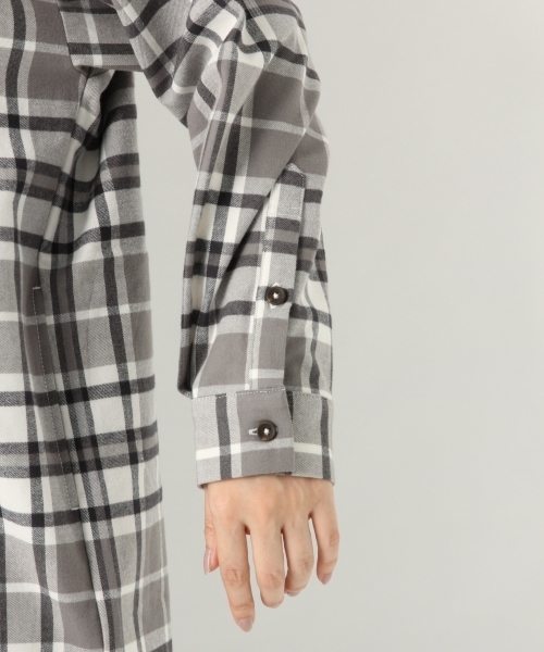 A part by（アパートバイ）の「Cマドラスチェックシャツワンピース 778598（ワンピース・レディース・グレー系その他/ブラウン系その他/ベージュ系その他・FREE）」の10枚目の写真
