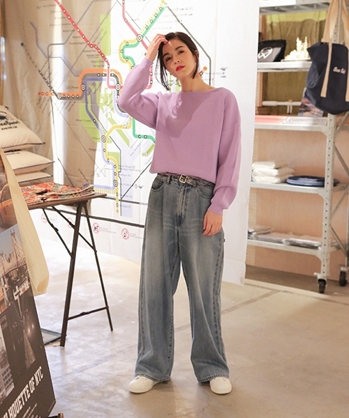 niko and...（ニコアンド）の「ミラノリブボートネックプルオーバー（Tシャツ/カットソー・レディース・ラベンダー/ライトグレー/ブラック/ホワイト・MEDIUM/LARGE）」の16枚目の写真