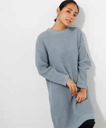 ワッフル編みチュニックワンピース