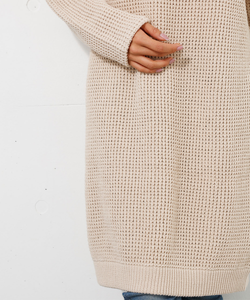 AZUL by moussy（アズールバイマウジー）の「ワッフル編みチュニックワンピース（チュニック・レディース・ライトブルー/ブラック/ライトベージュ・SMALL/MEDIUM）」の20枚目の写真