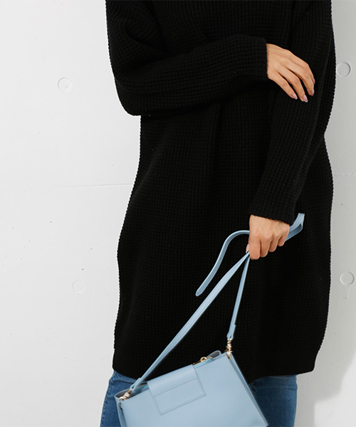 AZUL by moussy（アズールバイマウジー）の「ワッフル編みチュニックワンピース（チュニック・レディース・ライトブルー/ブラック/ライトベージュ・SMALL/MEDIUM）」の18枚目の写真