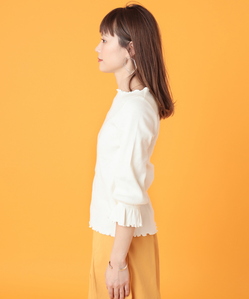 Omekashi（オメカシ）の「メロウ七分袖プルオーバー（Tシャツ/カットソー・レディース・ブラック/ベージュ/オフホワイト/オレンジ・FREE）」の6枚目の写真