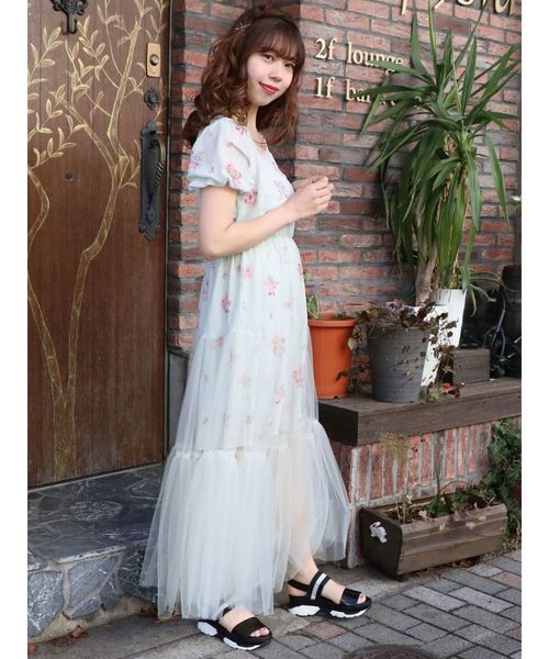 dazzlin（ダズリン）の「シアーフラワーロングワンピース（ワンピース・レディース・オフホワイト/ミント・FREE）」の8枚目の写真