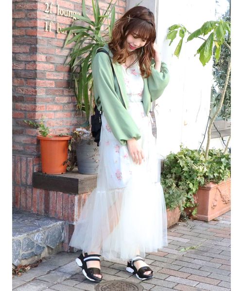 dazzlin（ダズリン）の「シアーフラワーロングワンピース（ワンピース・レディース・オフホワイト/ミント・FREE）」の11枚目の写真