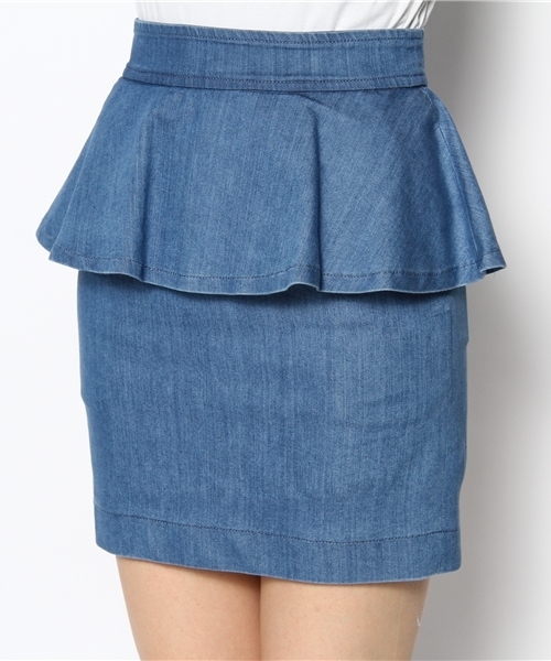 Ray BEAMS（レイビームス）の「◎Ray BEAMS / デニム ペプラム タイトスカート（スカート・レディース・ライトブルー/ネイビー・0/1）」の5枚目の写真