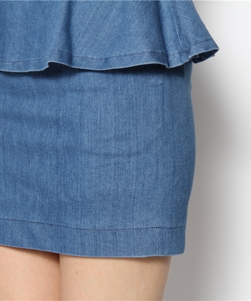 Ray BEAMS（レイビームス）の「◎Ray BEAMS / デニム ペプラム タイトスカート（スカート・レディース・ライトブルー/ネイビー・0/1）」の8枚目の写真