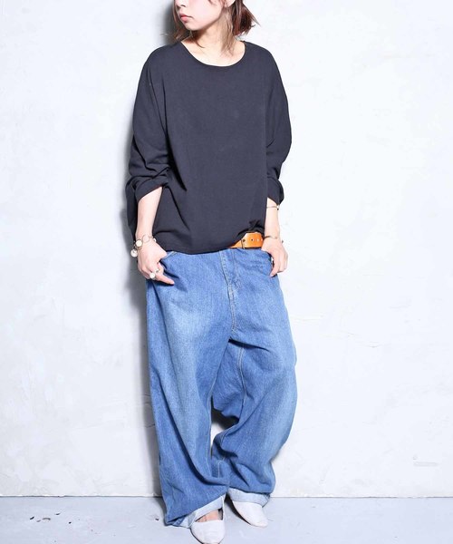 antiqua（アンティカ）の「カジュアル変形トップス（Tシャツ/カットソー・レディース・ブラック/オフホワイト・FREE）」の10枚目の写真