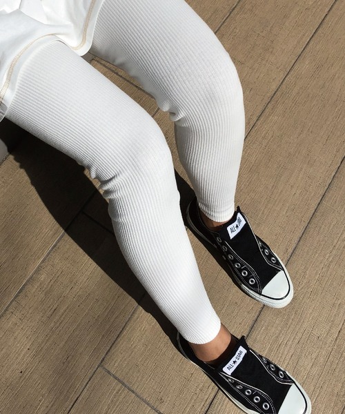 meJane(ミージェーン)の「リブテレコレギンス(レギンス/スパッツ・レディース・チャコールグレー/ブラック/ベージュ/グレー/オフホワイト/モカ・150-160cm/150-155cm/160-165cm/170-175cm)」の17枚目の写真