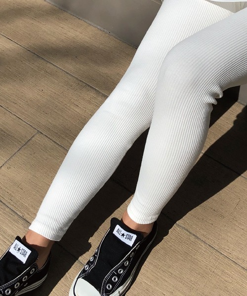 meJane(ミージェーン)の「リブテレコレギンス(レギンス/スパッツ・レディース・チャコールグレー/ブラック/ベージュ/グレー/オフホワイト/モカ・150-160cm/150-155cm/160-165cm/170-175cm)」の16枚目の写真