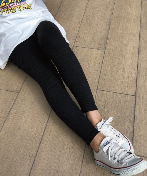 meJane(ミージェーン)の「リブテレコレギンス(レギンス/スパッツ・レディース・チャコールグレー/ブラック/ベージュ/グレー/オフホワイト/モカ・150-160cm/150-155cm/160-165cm/170-175cm)」の19枚目の写真