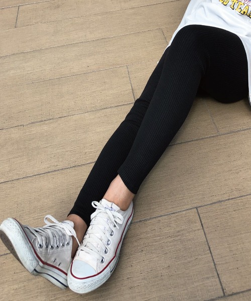 meJane(ミージェーン)の「リブテレコレギンス(レギンス/スパッツ・レディース・チャコールグレー/ブラック/ベージュ/グレー/オフホワイト/モカ・150-160cm/150-155cm/160-165cm/170-175cm)」の18枚目の写真