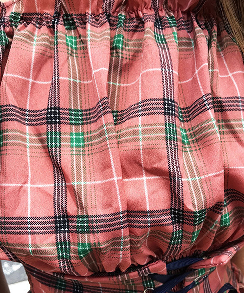 SPIGA(スピーガ)の「サッシュデザインチェックオフショル(シャツ/ブラウス・レディース・ピンク/イエロー/ネイビー・FREE)」の11枚目の写真