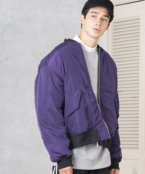 WEGO(ウィゴー)の「WEGO/パデッドMA-1(MA-1・メンズ・ブラック/パープル/カーキ・SMALL/MEDIUM/LARGE)」の3枚目の写真