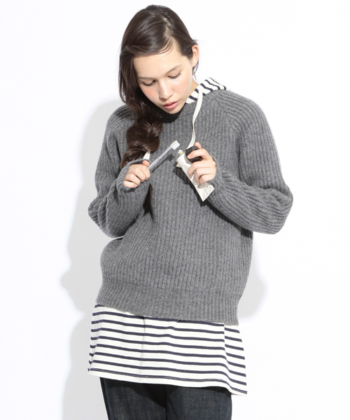 BEAMS BOY(ビームスボーイ)の「□BEAMS BOY / 3ゲージ 畦編クルー(ニット/セーター・レディース・チャコールグレー/ブラウン/レッド/ネイビー・ONE SIZE)」の12枚目の写真