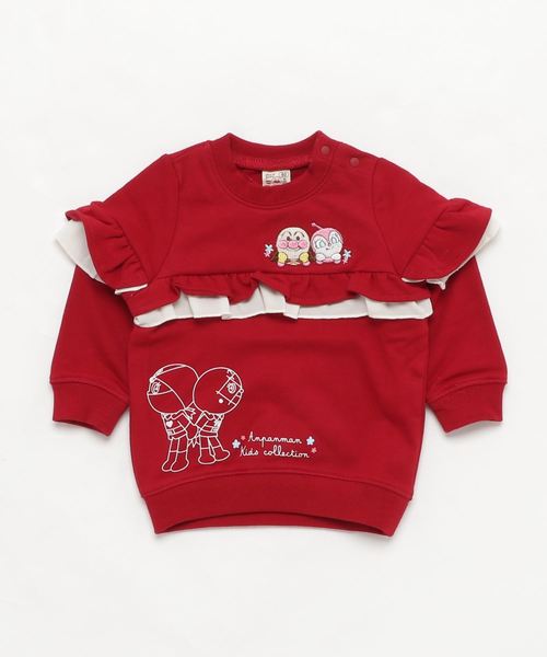 ANPANMAN KIDS COLLECTION(アンパンマンキッズコレクション)の「【アンパンマン】刺繍フリルトレーナー/スウェット(スウェット)」|レッド